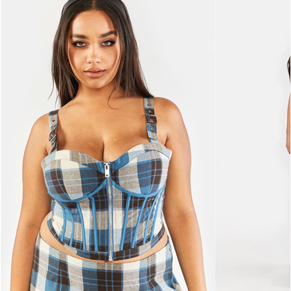 Poster Girl Plus Eff Academia Plaid Corset Top 2X